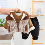 Baby autumn and winter clothes corduroy bear vest three-piece set plus velvet baby clothes 0 a 1-2-3 years old male - Image 4