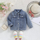 Girls denim jacket new 0-3 years old clothes spring and autumn clothes children's autumn letter tops