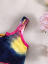 Infants, boys, girls and babies summer tie-dye sets, breathable tops and shorts, fashion suits - Image 8