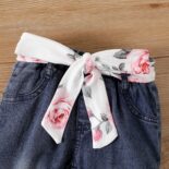 Newborn baby girl spring and autumn floral print long sleeve bag coat vest trousers - Image 4