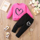 Autumn and winter love pullover long sleeved+long pants set, fashionable style 2-piece set - Image 2