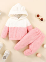 Girls' autumn and winter, new version hot item fur long sleeved patchwork top+solid color pants two-piece set
