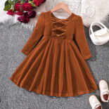 Children's Clothing New Girls Autumn and Winter Velvet Bow Princess Dress