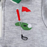 Baby boys and girls gray long sleeve golf embroidered lapel zipper top and green trousers set spring and autumn - Image 2