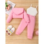 Women's Baby Fashion Letter Printed Hoodie 3-Piece Set Casual Outing Set Batch - Image 2