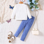 Children's Clothing Elementary and Medium School Girls Autumn and Winter New Embroidered Tops Printed Leggings Set - Image 2