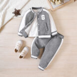 Children's autumn suit, girl's velvet sweatshirt set, cute long-sleeved cartoon children's cotton set, baby two-piece set - Image 4