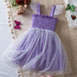 Summer New Girls Star Sequin Dress Mesh Puffy Princess Dress Summer Sleeveless Slip Dress - Image 4