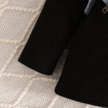 Fashion trend girls black pit strip long sleeve fashion jeans three-piece suit - Image 6