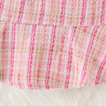 Autumn/Winter New Girls' Set Solid Color High Neck T Small Fragrant Striped Skirt Set with Bag - Image 7