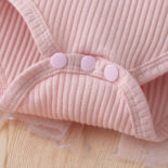 Spring and Autumn New Baby Crawling Clothes Girls Long-sleeved Onesies, Pink Stitching Baby Girls Super Cute Clothes - Image 8