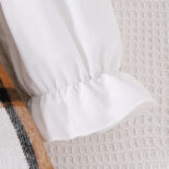 Spring and autumn girls' suit, college style long-sleeved shirt + plaid skirt + sweater vest three-piece set - Image 5