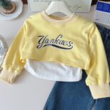 Autumn Female Treasure New Set Children's Three-Piece Set Fashionable Girls Jeans Sweatshirt Set - Image 6