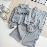 Girls' casual suit, spring and autumn style, new children's fashion sweatshirt, sweatpants, sports two-piece set, - Image 3