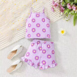 Girls Children's Skirt New Summer Camisole Skirt Version Children's Skirt Floral Children's Suit Children's Wear