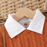 Spring and autumn girls' suit, college style long-sleeved shirt + plaid skirt + sweater vest three-piece set - Image 4