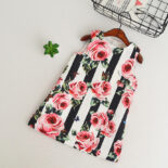 New Children's Skirt Girls Striped Rose Vest Skirt Baby A-Line Skirt Children's Clothing - Image 3