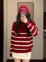 Striped half-cardigan with zipper - Image 3