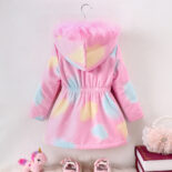 Children's Clothing New Girls Autumn and Winter Cartoon Hooded Fleece Thickened Jacket - Image 3