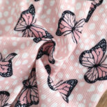 Baby Baby Spring and Autumn Butterfly Cute Print Pink Jumpsuit Long Sleeve Foot Crawling Suit - Image 3