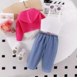Children's clothing fall new girls casual sweatshirt set solid color hooded sweatshirt suspenders