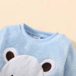 Girls' autumn and winter new item teddy bear embroidered long sleeved top+solid color pants two-piece set - Image 6