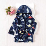 Children's dressing gown, flannel, small children's treasure, baby, boys, thickened girls' coral velvet pajamas, autumn and winter, four seasons bathrobe - Image 3