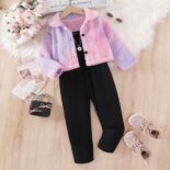 Children's clothing autumn and winter new children's suspender jumpsuit lamb wool tie-dye long sleeve - Image 4