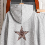 Children's clothing girls' autumn clothes new five-pointed star print loose hooded long-sleeved sweatshirt trousers two-piece set - Image 5