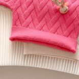 Girls' sweater skirt autumn and winter new solid color rabbit head knitted two-piece set baby girl reverse collar long sleeve - Image 7