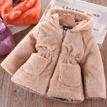 Girls' winter clothes with thick cotton coats, children's ear hair sweaters, children's baby rabbit hair warm little cotton clothes - Image 3
