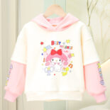 Autumn Girls Long Sleeve Color-Blocked Fleece Hooded Sweatshirt Set Style Casual and Versatile Two-Piece Pair Girls Kids - Image 5