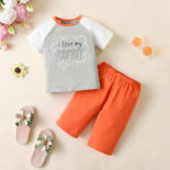 Summer cotton boys and girls round neck short sleeve T-shirt shorts set