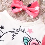 Newborn babies and toddlers stitched with short sleeves and cute skirts, small elephant prints can be opened, and the one-piece crawling clothes tide - Image 3