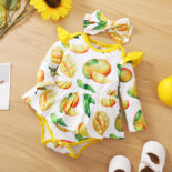 Summer spot long-sleeved new fruit with turban two-piece set - Image 8