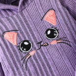 Girls cute cat long-sleeved solid color pit strip two-piece suit - Image 3