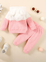 Girls' autumn and winter, new version hot item fur long sleeved patchwork top+solid color pants two-piece set - Image 2