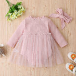 Spring and Autumn New Baby Crawling Clothes Girls Long-sleeved Onesies, Pink Stitching Baby Girls Super Cute Clothes