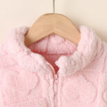 New Fashionable Sweet Girls Fleece Love Open Chest Zipper Long Sleeve Jacket - Image 3