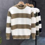 Long Sleeve Knit Sweater Men Crew Neck Sweater New Winter Men Loose Outer Wear Thermal Top Sweater - Image 5