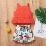 Summer Baby Girl Camisole Floral Rose Carnation Carnation Shorts Duo Set