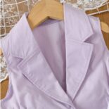 Children'sm New Suit Coat+Tank Top+Pants with Hat for Small and Medium sized Girls' Summer Set - Image 4