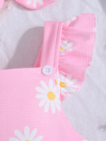 Girls Summer Crawling Clothes Newborn Baby Onesie Baby Double Layer Clothes Suspenders Triangle - Image 4