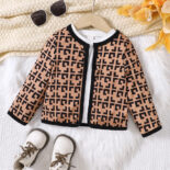 Children's Clothing New Girls Spring and Autumn Long Sleeve Check Small Cardigan Jacket