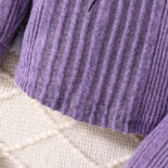 Girls cute cat long-sleeved solid color pit strip two-piece suit - Image 7