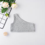 Summer children's vest with a straight shoulder 2-piece set children's clothing solid color slanted shoulder camisole, shorts and girls set - Image 5