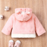 Autumn and winter new plush baby long sleeve hooded animal embroidery thick coat one piece - Image 2