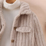 Children's Wear Medium and Big Children's New Girls Autumn and Winter Thickened Plush Short Jacket - Image 5