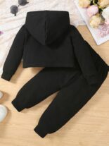 Butterfly hooded top with letter splicing pants set, fashionable style two-piece set - Image 5
