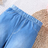 Children's Clothing Girls Spring and Autumn New Imitation Denim Cartoon Long Eared Rabbit Print Trousers - Image 3